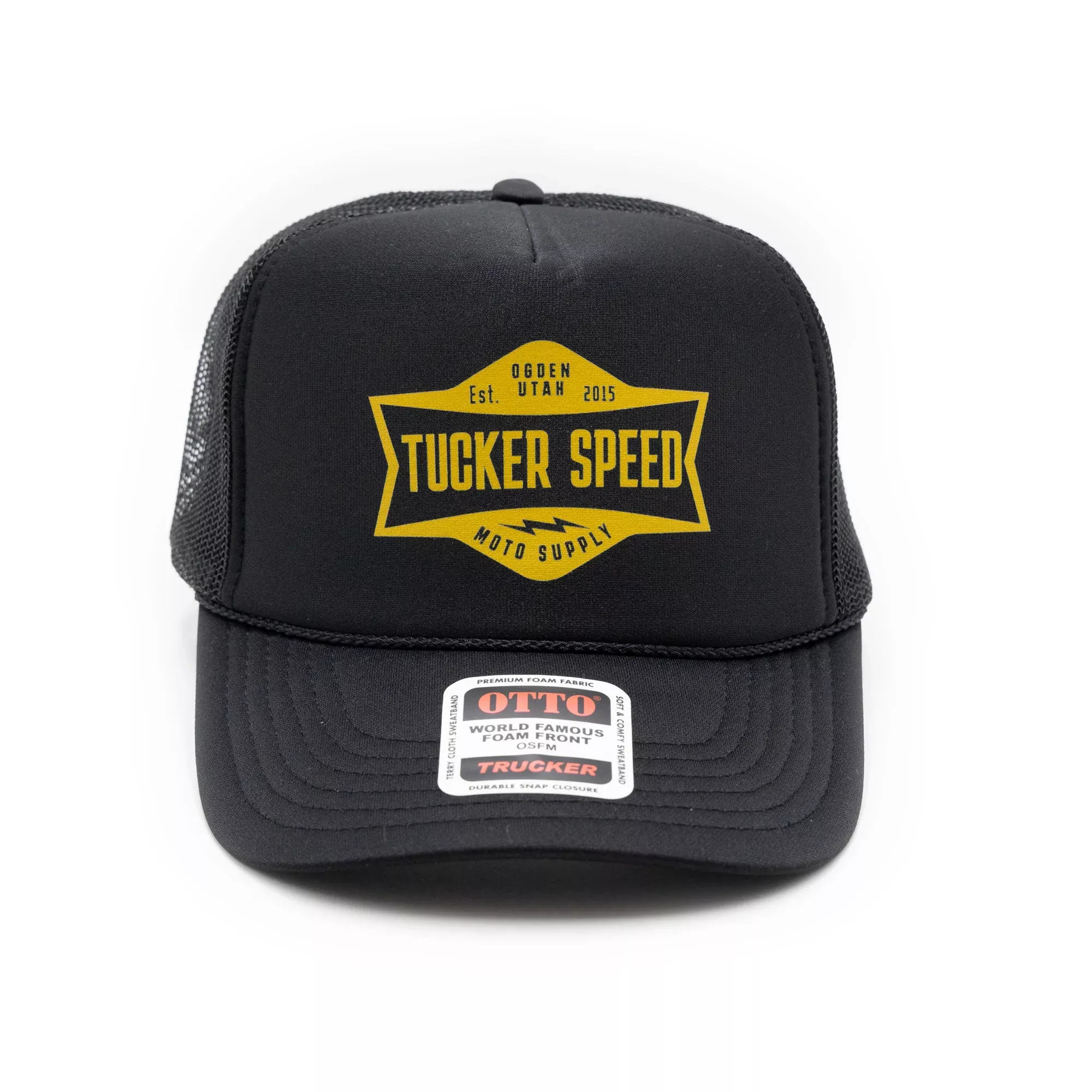 Tucker Speed Gold Badge Trucker Hat – Black