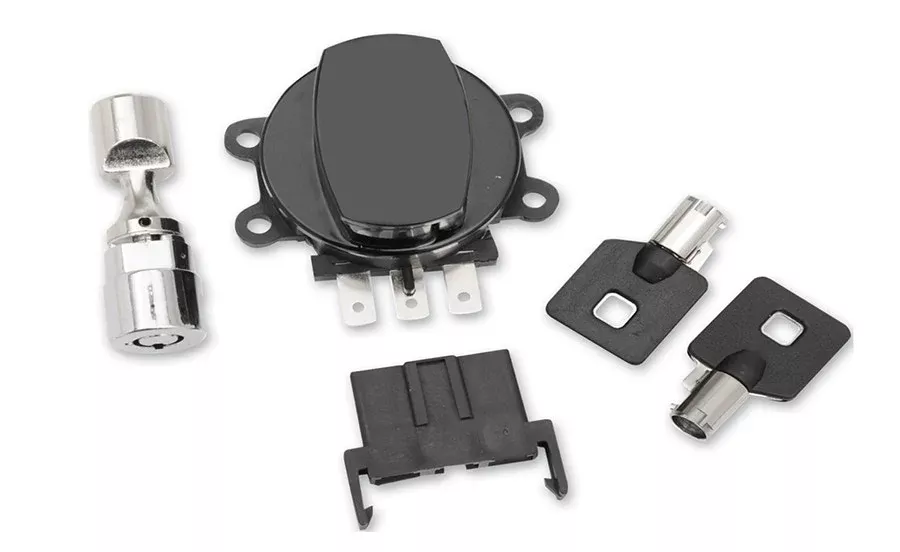 V-Twin 32-1480 Side Hinge Ignition Switch Black & Fork Lock Harley Softail 11-17