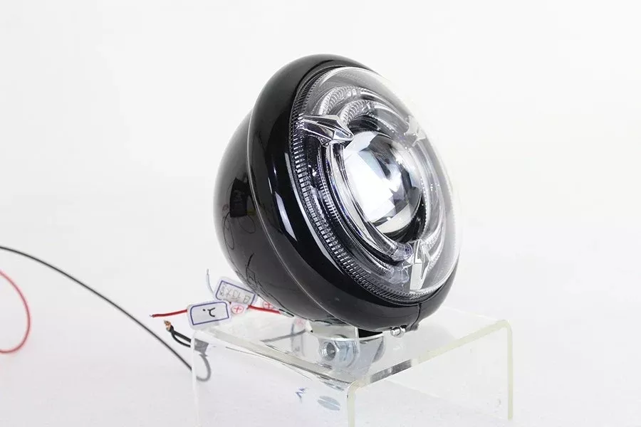 V-Twin 33-1767 5-3/4" Bates Style LED Headlamp Black Harley & Custom