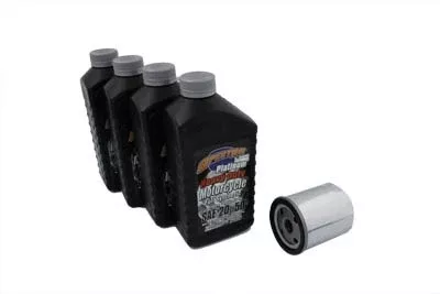 V-Twin 41-0050 Complete Oil Change Kit Chrome Filter Harley Big Twin 80-94