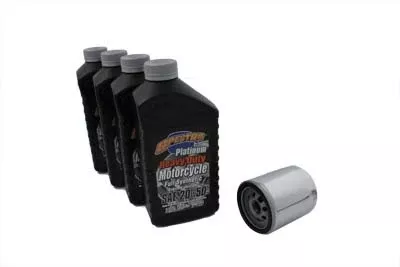 V-Twin 41-0052 Complete Oil Change Kit Chrome Filter Harley Softail Dyna 99-17