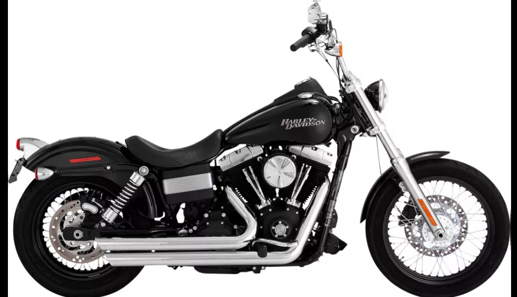Vance & Hines 17338 Chrome Big Shots Staggered Exhaust for Harley Dyna 06-17