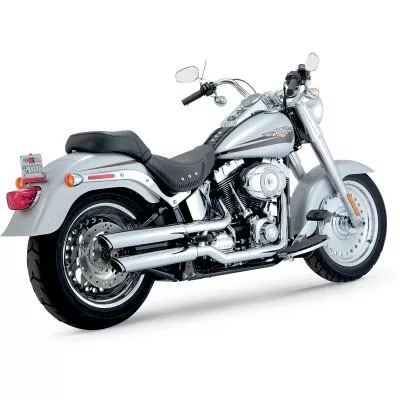 Vance & Hines 3" Round Twin Slash Slip-On Mufflers, Chrome, Fits 07-17 FLSTS, 07 FXSTD