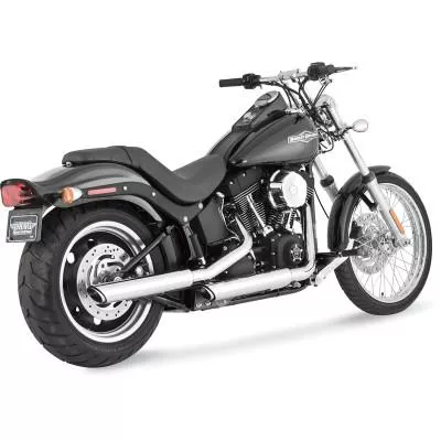 Vance & Hines 3″ Round Twin Slash Slip-On Mufflers, Chrome, Fits 07-17 FXST/FLST, 10-12 FLSTSE, 08-11 FXCW/C, 13-17 FXSB/FXSE (except FLS/FXSTD/FLSTSB, FLSTF,FLSTN)