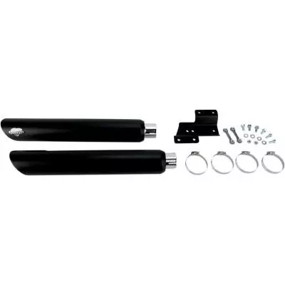 Vance & Hines 3" Round Twin Slash Slip-On Mufflers, Matte Black, Fits 07-17 FLSTN. 08-11 FLSTSB, 12-17 FLS (except 14-15 FLSTNSE)