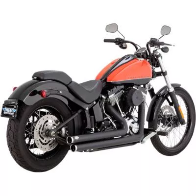 Vance & Hines Big Shots Staggered 2-Into-2 Exhaust, Matte Black, Fits 00-17 FXS/FLS/FXST/FLST Models (except 13-17 FXSB/FXSE, 08-11 FXCW/C, 09 FXSTSSE)