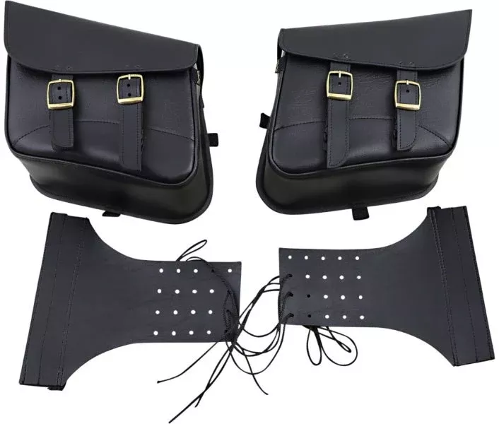 Willie & Max Black Brass Monkey Slant Saddlebags Small 12 x 9.5 x 5.5 Universal