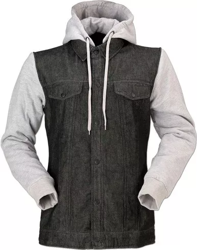 Z1R Black Gray Womens Denim Hoodie