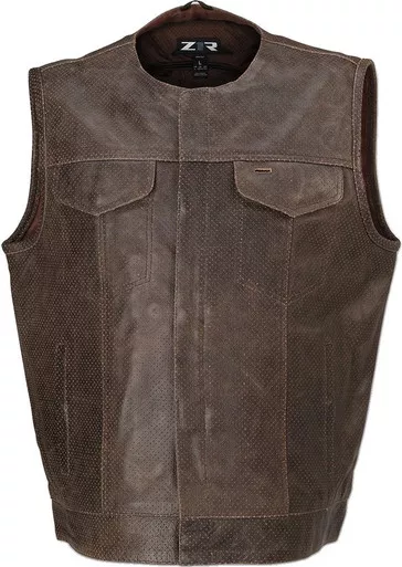 Z1R Ganja Brown Perforated Leather Vest